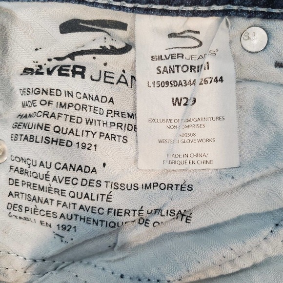 Silver Jeans Santorini Capri Pants Size 29 Blue Denim Stretch Logo Low Rise - Picture 8 of 12